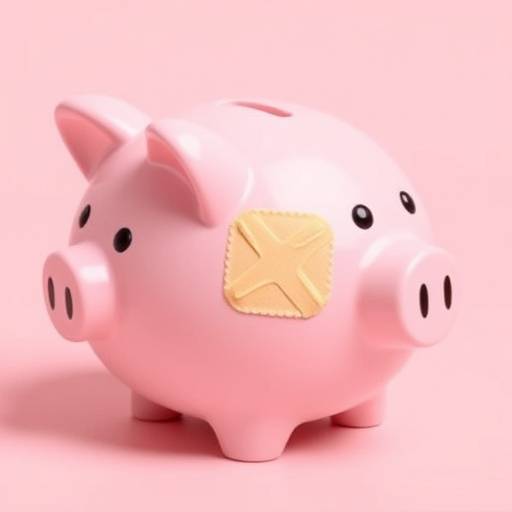 A piggy bank with a band-aid, representing an emergency fund
