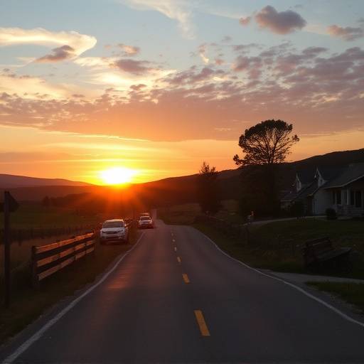 A winding road leading to a sunset, symbolizing the long-term journey of saving for retirement and the importance of planning ahead