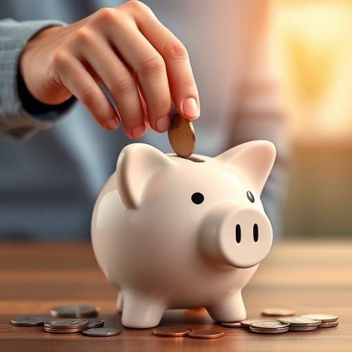 Illustrative image of a person putting coins into a piggy bank, symbolizing the start of a savings habit