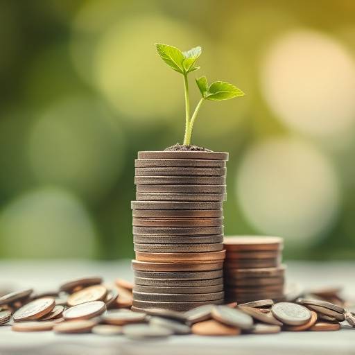 Subtle visual of coins stacked and a plant growing, symbolizing savings growth